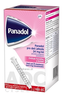 Panadol PRE DETI JAHODA 24 mg/ml sus por (fľ.skl. hnedá+aplikátor) 1x100 ml