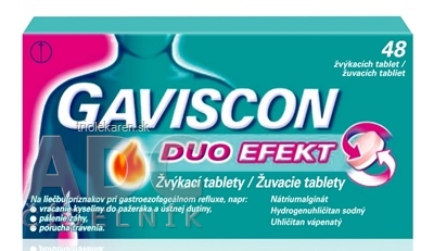 GAVISCON DUO EFEKT žuvacie tablety tbl mnd (blis.) 1x48 ks