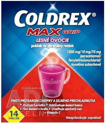 COLDREX MAXGRIP LESNÉ OVOCIE plo por 7,6 g (vre.papier/PE/Al/PE) 1x14 ks