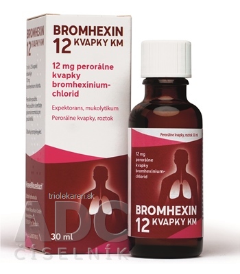 BROMHEXIN 12 KVAPKY KM gtt por (liek.skl.hnedá+kvapkadlo) 1x30 ml