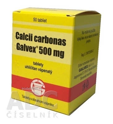 Calcii carbonas Galvex 500 mg tbl (obal PE) 1x50 ks