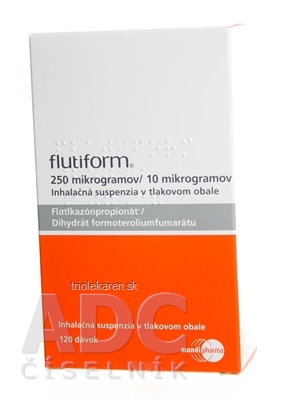 Flutiform 250 mikrogramov/10 mikrogr. Inhalačná suspenzia 250 µg/10 µg/1 dávka 120 dávok