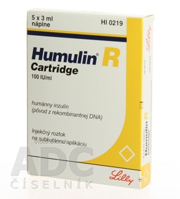 HUMULIN R CARTRIDGE sol inj 300 IU (náplň skl.) 5x3 ml