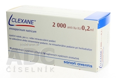 CLEXANE 2000 IU (20 mg)/0,2 ml sol inj (striek.inj.) s bezp.systémom (E) 10x0,2 ml