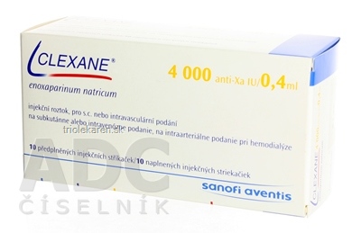 CLEXANE 4000 IU (40 mg)/0,4 ml sol inj (striek.inj.) s bezp.systémom (E) 10x0,4 ml