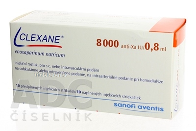 CLEXANE 8000 IU (80 mg)/0,8 ml sol inj (striek.inj.) s bezp.systémom (E) 10x0,8 ml