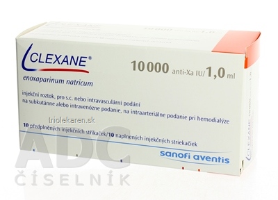 CLEXANE 10000 IU (100 mg)/1 ml sol inj (striek.inj.) s bezp.systémom (E) 10x1,0 ml