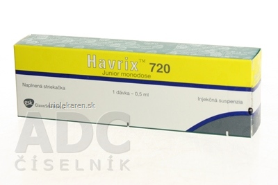 HAVRIX 720 Junior monodose sus inj 720 E.U. (striek.) 1x0,5 ml