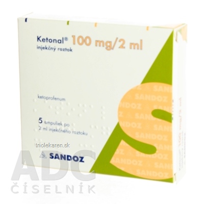 Ketonal 100 mg/2 ml sol inj (amp.z jantár.skla) 5x2 ml