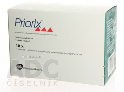 PRIORIX plv isl 10x(1 dávka + 0,5 ml solv. v napl.inj.str. s 2 oddel.ihlami) 1x1 set