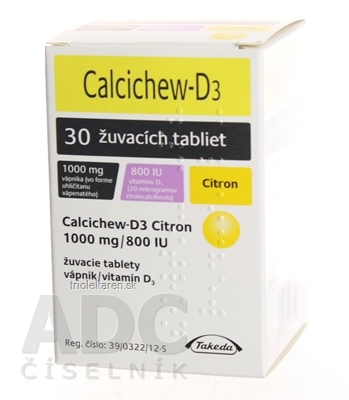 Calcichew-D3 Citron 1 000 mg/800 IU tbl mnd (fľ.HDPE) 1x30 ks