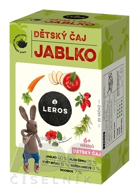 LEROS DETSKÝ ČAJ JABLKO nálevové vrecká (od 6+ mesiacov) 20x2 g (40 g)