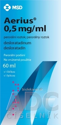 Aerius 0,5 mg/ml perorálny roztok sol por 30 mg (fľa.skl.+plast.lyžica) 1x60 ml