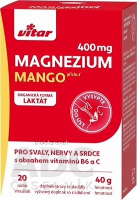 VITAR Magnézium 400 mg + vitamíny B6 a C vrecúška s príchuťou manga 1x20 ks