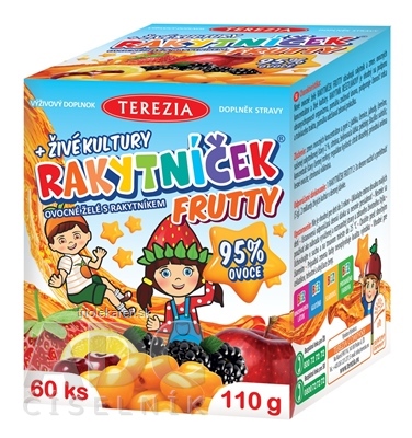 TEREZIA RAKYTNÍČEK FRUTTY + živé kultúry ovocné želé, žuvacie tablety 1x60 ks