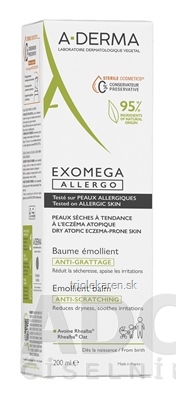 A-DERMA EXOMEGA ALLERGO Emolienčný balzam 1x200 ml