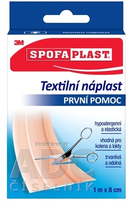 3M SPOFAPLAST č.164 Textilná náplasť 8cm x1m, pás, prvá pomoc 1x1 ks