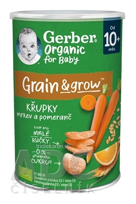 Gerber Organic CHRUMKY Pšenično-ovsené s mrkvou a pomarančom od ukonč. 10. mesiaca 35 g