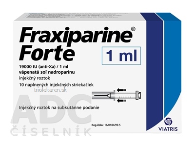 Fraxiparine Forte 19 000 IU (anti-Xa)/1 ml sol inj (striek.inj.skl.napl.) 10x1,0 ml