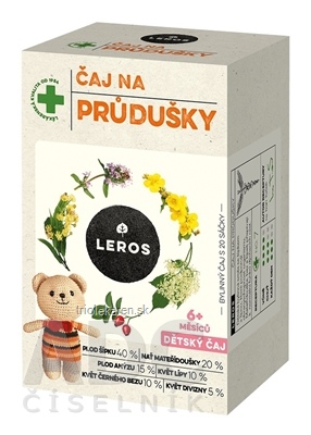 LEROS DETSKÝ ČAJ NA PRIEDUŠKY vrecúška od 6+ mesiacov 20 x 1,5 g