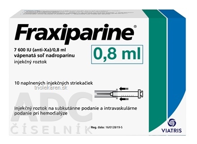 Fraxiparine 7 600 IU (anti Xa)/0,8 ml sol inj (striek.inj.skl.napl.) 10x0,8 ml