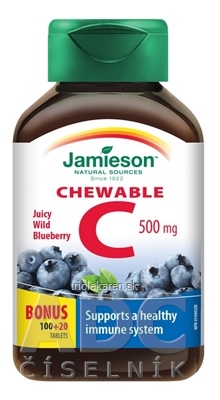 JAMIESON VITAMÍN C 500 mg čučoriedka tbl na cmúľanie, 100+20 zadarmo (120 ks)