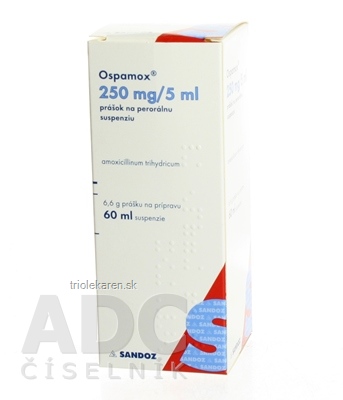 Ospamox 250 mg/5 ml prášok na perorálnu suspenziu 60 ml