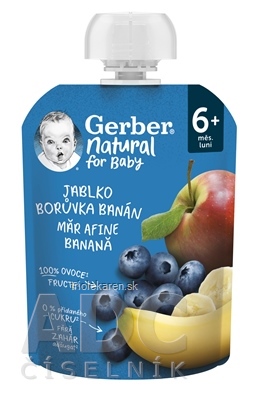 Gerber Natural Kapsička Jablko čučoriedka a banán ovocná desiata od ukonč. 6. mesiaca 90 g