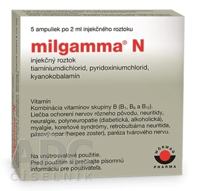 Milgamma N sol inj (amp.skl.hnedá) 5x2 ml