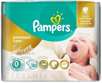 PAMPERS PREMIUM CARE 0 Newborn detské plienky, od narodenia (< 2,5 kg) 1x30 ks