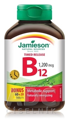 JAMIESON VITAMÍN B12 METYLKOBALAMÍN 1200 µg tablety s postupným uvoľňovaním 80 ks