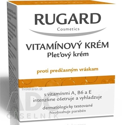 RUGARD VITAMÍNOVÝ KRÉM proti predčasným vráskam, bez parabénov, 1x50 ml