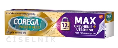 COREGA POWER MAX UPEVNENIE + UTESNENIE fixačný krém na zubné náhrady, bez príchute 1x40 g