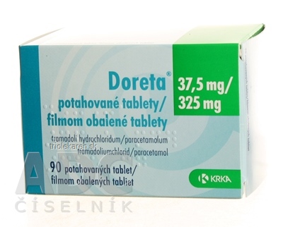 Doreta 37,5 mg/325 mg filmom obalené tablety tbl flm (blis. nepriehľ. PVC/PVDC/Al) 1x90 ks