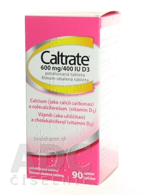 Caltrate 600 mg/ 400 IU D3 tbl flm (fľ. PE) 1x90 ks