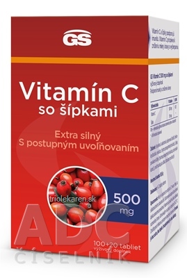 GS Vitamín C 500 mg so šípkami tbl 100+20 (inov.2023) (120 ks)