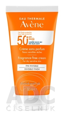 AVENE KRÉM bez parfumácie SPF50+ INVISIBLE FINISH suchá citlivá pleť 1x50 ml