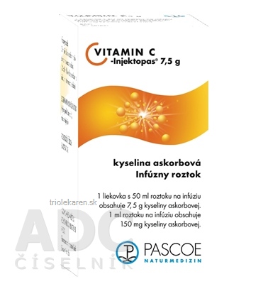 Vitamin C-Injektopas 7,5 g sol inf (liek.inj.skl.hnedá) 1x50 ml