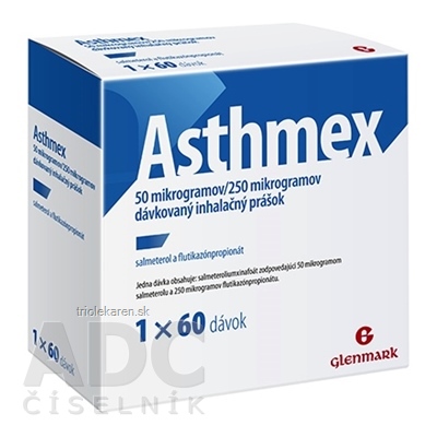 Asthmex 50 mikrogramov/250 mikrogramov inhalačný 60 dávok 1 set