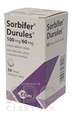 Sorbifer Durules tbl flm 100 mg/60 mg (fľ.skl.hnedá) 1x50 ks