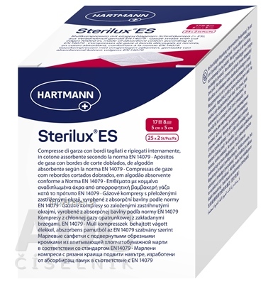 STERILUX ES kompres sterilný so založenými okrajmi 5 x 5 cm 50 ks