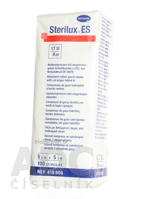 STERILUX ES kompres nesterilný so založenými okrajmi 5 x 5 cm 100 ks