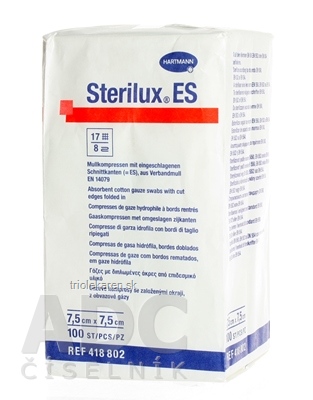 STERILUX ES kompres nesterilný so založenými okrajmi 7,5 x 7,5 cm 100 ks