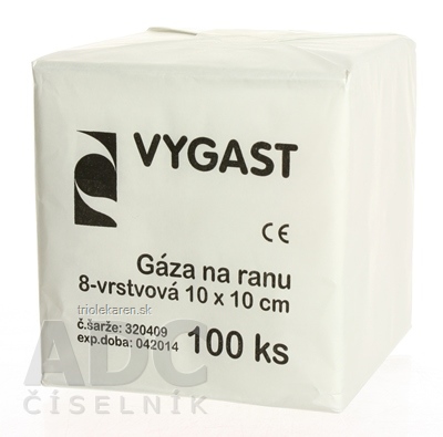 VYGAST GÁZA NA RANY NESTERILNÁ 10X10 CM 1 bal = 100 ks