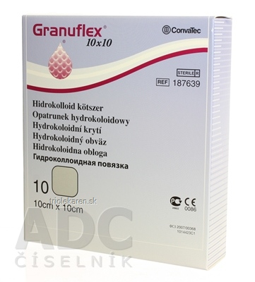 GRANUFLEX hydrokoloidný obväz 10x10 cm, 1x10 ks