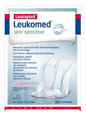 LEUKOPLAST LEUKOMED SKIN SENSITIVE náplasť s vankúšikom sterilná 8 x 10 cm 5 ks