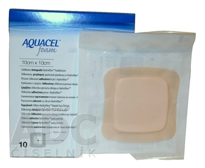 AQUACEL Foam Hydrofiber krytie na rany adhezívne penové silikónové 10 x 10 cm 10 ks