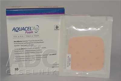 AQUACEL Ag foam Hydrofiber krytie na rany neadhezívne, so striebrom, 10x10 cm, 1x10 ks