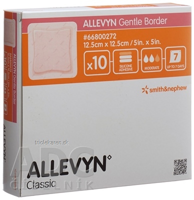 ALLEVYN Gentle Border Krytie na rany adhezívne penové krytie 12,5 x 12,5 cm 10 ks