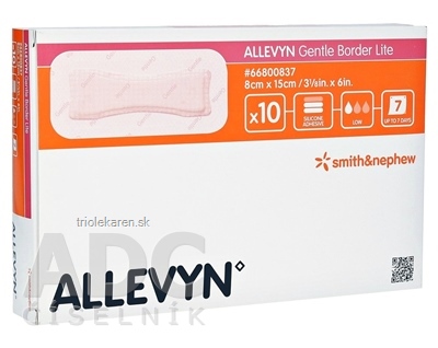 ALLEVYN Gentle Border Lite Krytie na rany adhezívne penové krytie 8 x 15 cm 10 ks